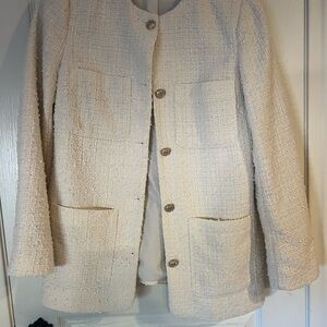 H&M Cream Textured Women's Blazer